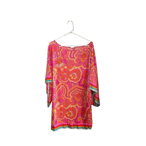 Trina Turk Morning Sunrise pink 70s inspired print Swim Cover Tunic Kaftan dress - Picture 6 of 14
